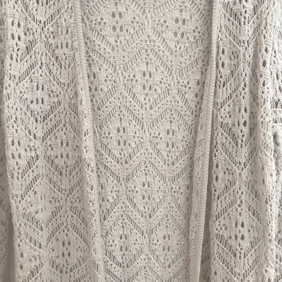 Aritzia Sunday best Freshman open weave/knit cardigan creme women S crochet maxi - Picture 7 of 12